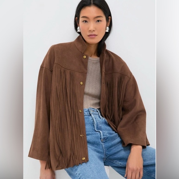 Tuckernuck Jackets & Blazers - TUCKERNUCK Chocolate Suede Fringe Marant Shirt Jacket Size Medium NWT